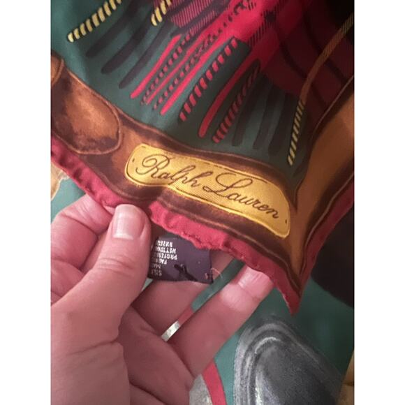 Ralph Lauren Purple Label Collection Equestrian Loafers 34” Silk Scarf RARE - Picture 4 of 4